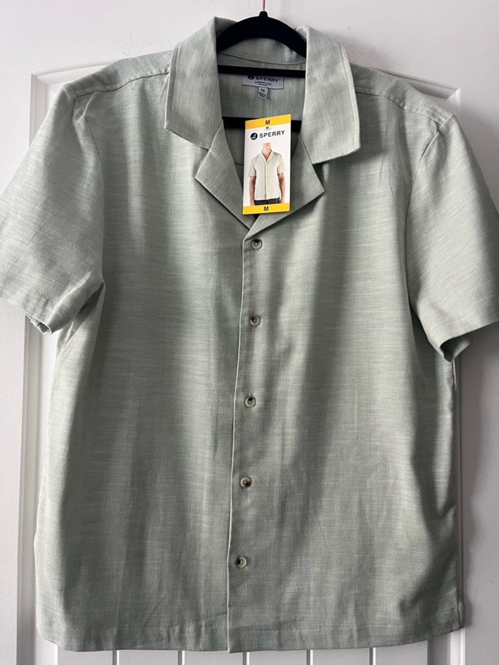 Sperry Men's Short-Sleeve Button-Down Shirt in Sage Green